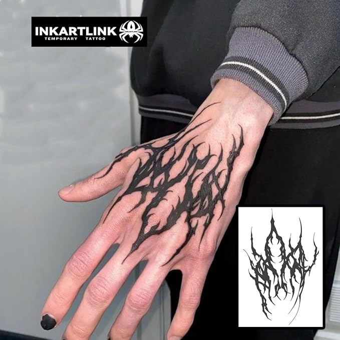 INKARTLINK Semi Permanent Tattoos,Halloween Temporary Tattoo, Party Tattoos, Realistic, Waterproof, Cruelty-free, Non-reflective (Ink Demon)