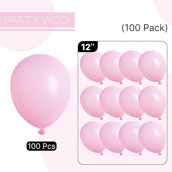 PartyWoo Balloons 100pcs for Birthday Baby Shower Gender Reveal Graduaion Bridal Shower Retirement Wedding Engagement Bachelorette Party Decorations 12 Inch Pink-Q05