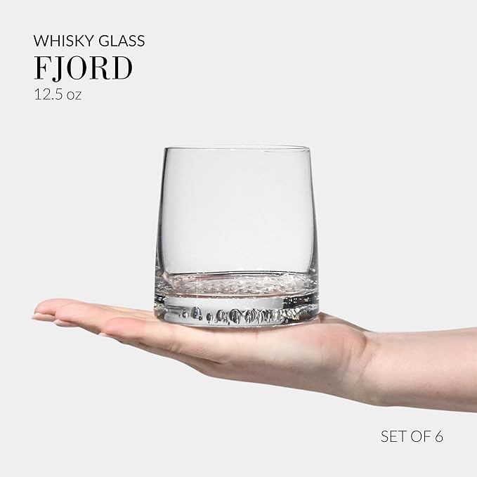 Krosno Whisky Glasses | Set of 6 | 12.5 oz | Fjord Collection | Drinking Glasses Cocktail Glasses Gift Box | Home, Restaurants and Kitchen Set | Dishwasher Safe Glass Cup