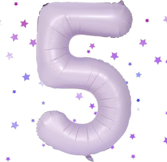40 Inch Purple Number Balloons Light Purple 5 Balloon Matte Purple Birthday Balloons 0-9 Birthday Wedding Party digital Decorations (Number 5)