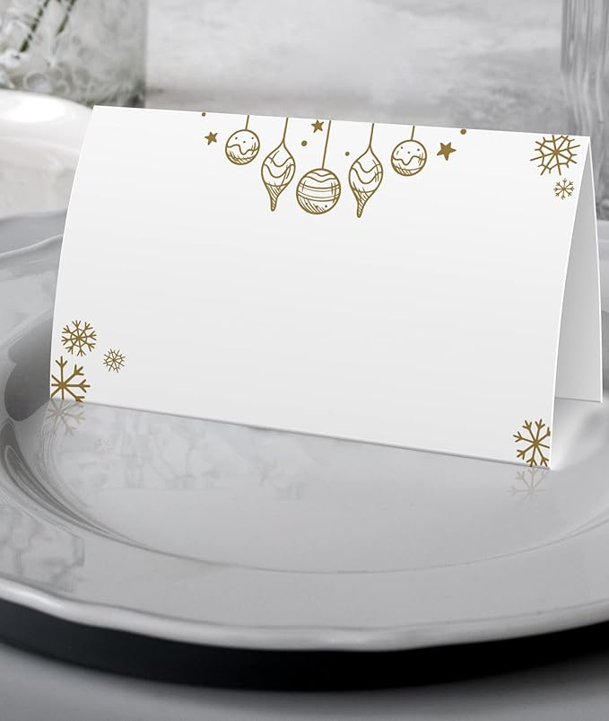 FZ-a55 Christmas Food Tent Labels (25 pack) - Table Place Cards, Banquet & Buffet Food Labels, Perfect for Christmas Parties
