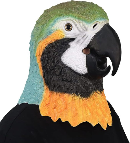 MOKRY PARTY Parrot Bird Head Mask Long Style Head Mask Halloween Cosplay Costume Latex Mask