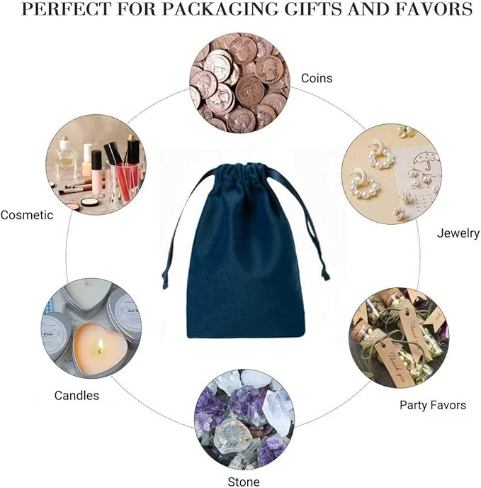 12pcs Navy Velvet Drawstring Bags 4x6 inches Small Velvet Cloth Gift Bags Jewelry Pouches for Storage Wedding Party Favor Christmas