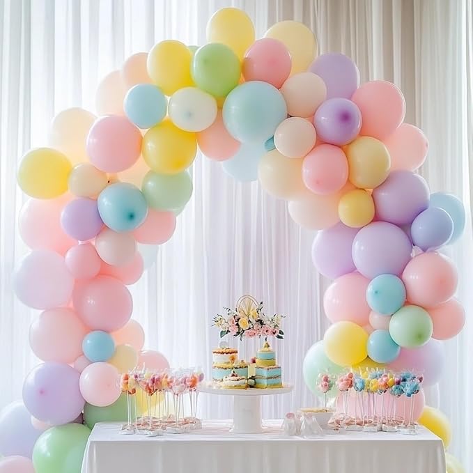 Pastel Balloons, 60 Pack 12 inch Latex Party Balloons Helium Multicolor Macaron Balloons for Pastel Rainbow Birthday Party Decorations Bridal Shower Wedding Decoration
