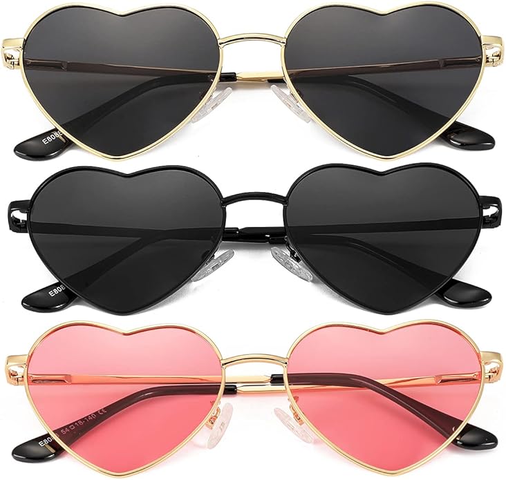 JOVAKIT Polarized Heart Sunglasses for Women Fashion Lovely Style Metal Frame UV400 Protection Lens
