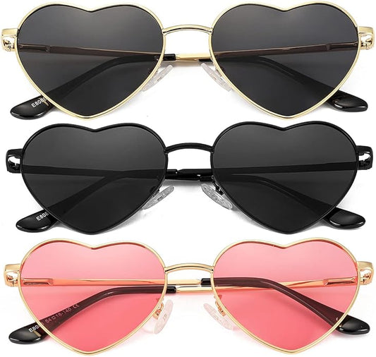 JOVAKIT Polarized Heart Sunglasses for Women Fashion Lovely Style Metal Frame UV400 Protection Lens