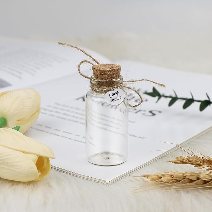 Baby First Haircut/Curl Keepsake Glass Bottle with Cork, Jar for Fetal Hair Storage and Memorial, Gift for Newborn Christening Baby Shower, Comes with Gift Bag (Customized)