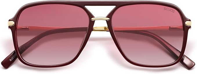 SOJOS Sunglasses for Women & Men, Square, Retro, Polarized Lens, Trendy Aviator, 90s Shades