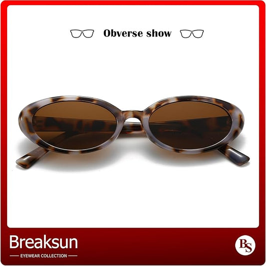 Retro Oval Sunglasses for Women Men Fashion Small Oval Sunglasses 90s Vintage Shades