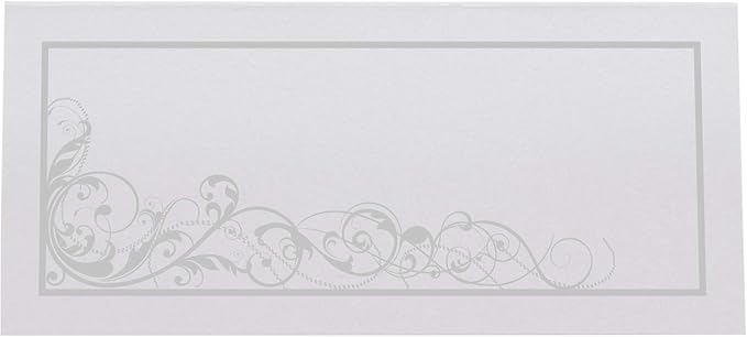 Scribble Vintage Swirl Place Cards, Silver (Choose Color), Set of 60, Pre-cut and Scored - Wedding, Party, Dinner, and Special Events - Made in the USA