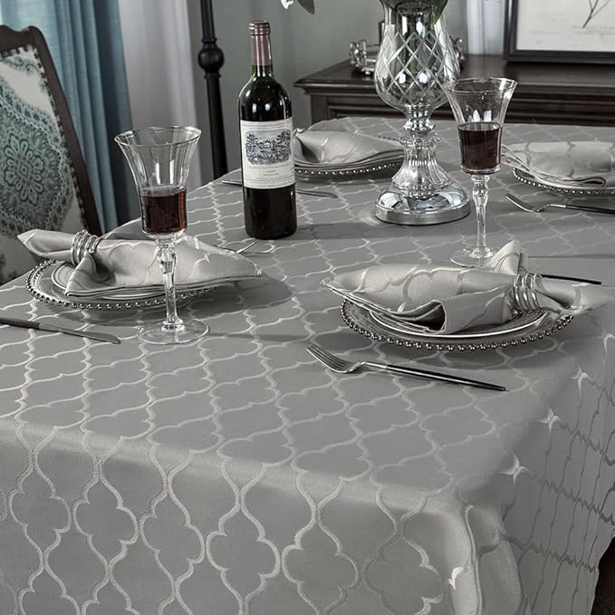 SASTYBALE Jacquard Tablecloth Flower Patterns Polyester Table Cloth Spill Proof Dust-Proof Wrinkle Resistant Table Cover for Kitchen Dining Tabletop Decoration (Grey, 20X20 Napkin)