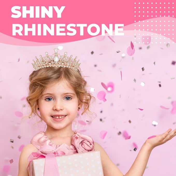 Birthday Tiara and Crown with Sash for Women, Hair Accessories for Wedding Party Costume (B - Rose)