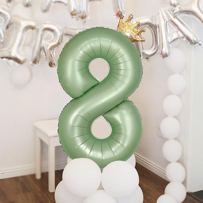 40 Inch Green Number 9 Balloon Olive Green Foil Balloons Sage Green 9 Balloons Mylar Helium Balloon for Birthday Party Decorations Girls Boys Baby Shower Wedding Anniversary Decoration (Number 9)