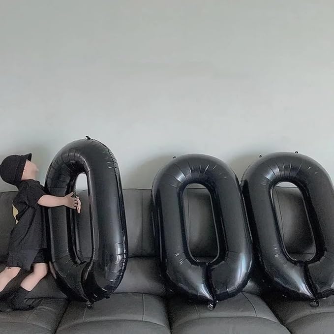 40 inch Black 0 Number Balloon Giant Foil Helium Balloons Black Large Digital Balloon 0 Number 0 Balloons for 0th Birthday Party Decorations Anniversary Events Decoration Supplies