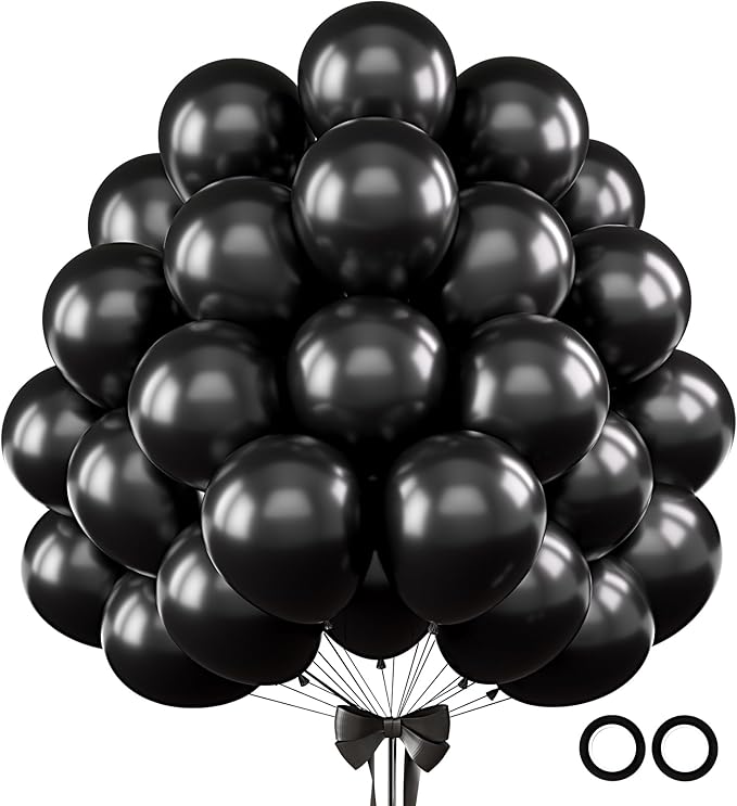 110pcs Black Balloons 12 Inch Black Balloon Arch Kit for Birthday Anniversary Graduation Baby Shower Holiday Party Decorations