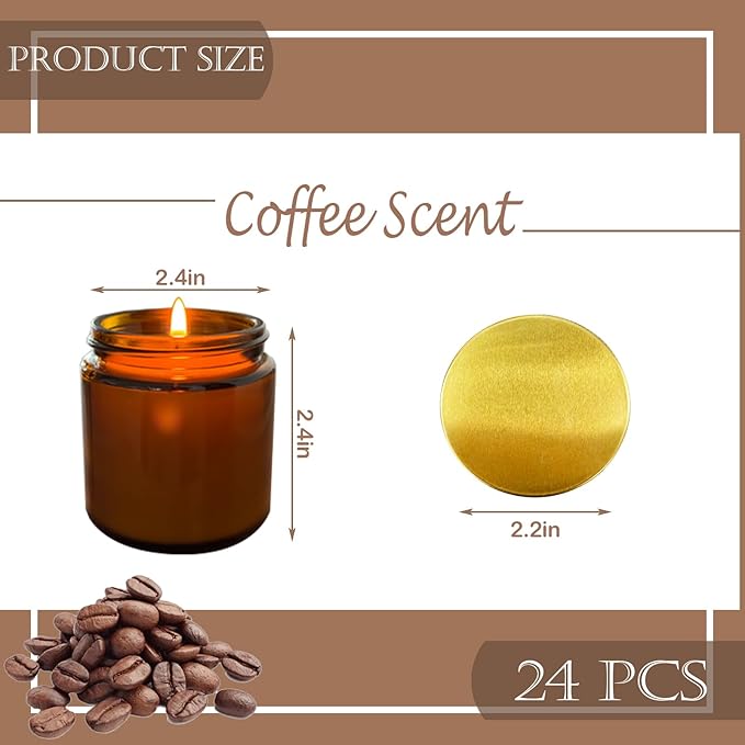 24 Pcs 4 Oz Mini Soy Candles,Coffee Scented Candles Set,Bulk Aromatherapy Candle,Great Stress Relieving Scented Candle for Girls as a Gift for Birthdays, Weddings and More!