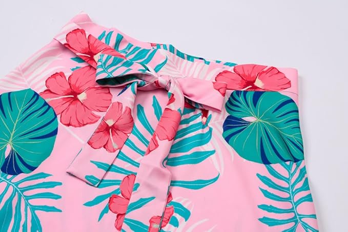 Cromoncent Matching Hawaiian Outfits for Family, Dad and Son Matching Luau Beach Tropical Shirts Mommy Daughter Tropical Sets