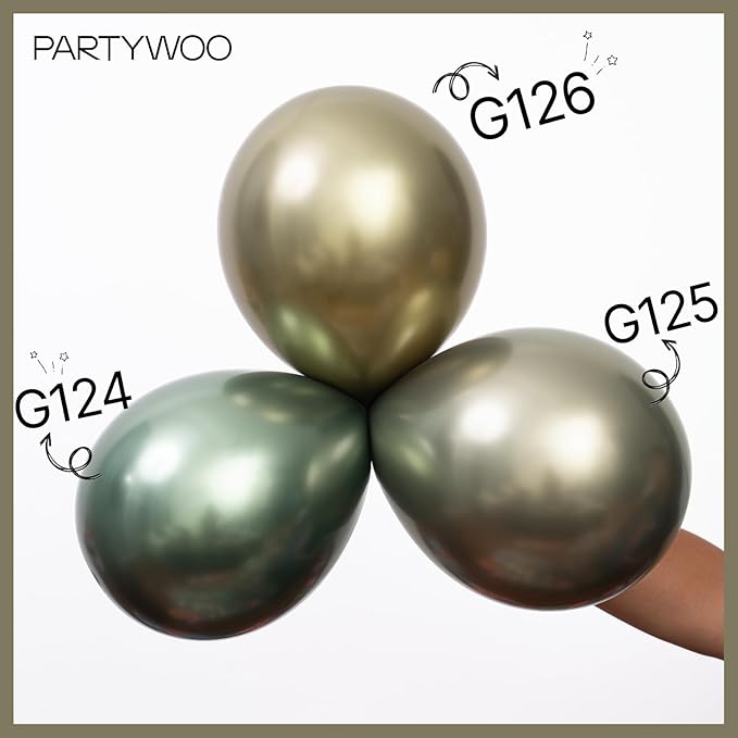 PartyWoo Metallic Green Balloons 50pcs 12 Inch Metallic Hunter Forest Green Boho Neutral Balloons for Graduation Wedding Engagement Baby Shower Woodland Jungle Birthday Party Decorations Green-G126