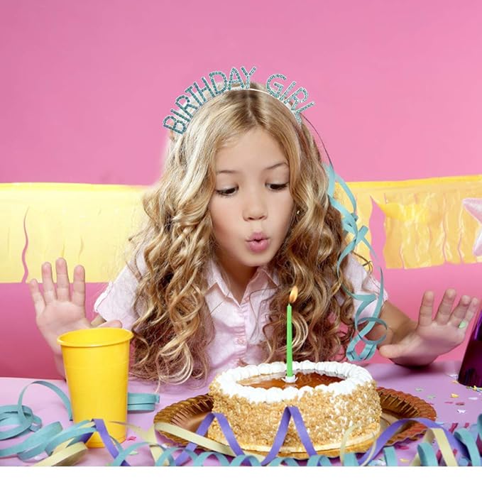 AOPRIE Birthday Crown for Women Girls - Princess Tiara with Rhinestones and Happy Birthday Accessories, Blue