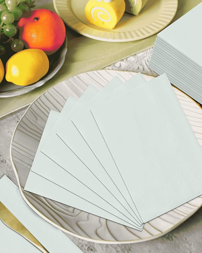 qiqee Sage Green Paper Napkins 13 * 16inch Guest Paper Disposable Towels Napkin Paper Hand Towels for Wedding, Dinner, Birthday Party, Dessert Cocktail ＆ Kitchen Napkins（ 120 Count）