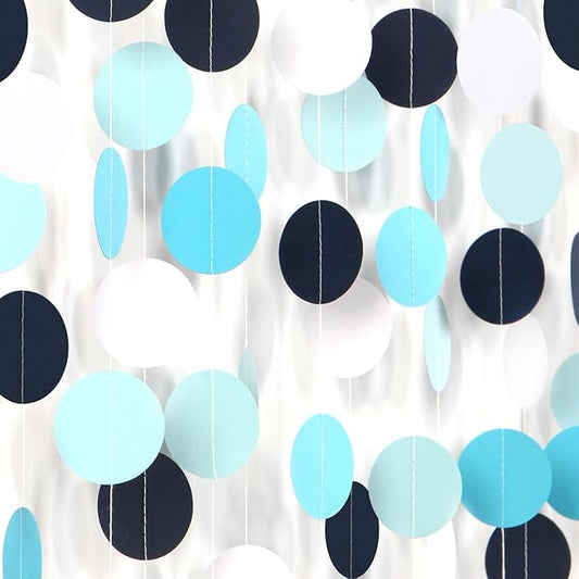 Light-Royal Navy-Blue White Party-Decorations Garland - 52ft Boy Birthday Hanging Paper Streamers Banner,Baby Shower Ocean Under The Sea Bridal Bachelorette Frozen Wedding Backdrop Decor Burgleda