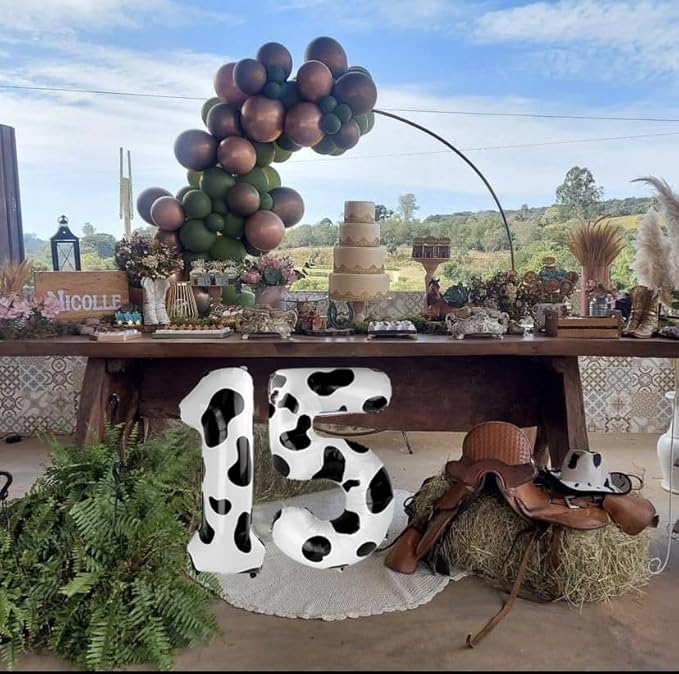 Cow Print Number Balloon Birthday Decorations, 40 inch Number balloon 0-9(Zero-Nine), Cow Balloon for Farm Birthday Party Supplies, Cow Themed birthday party Decorations (Number 3)