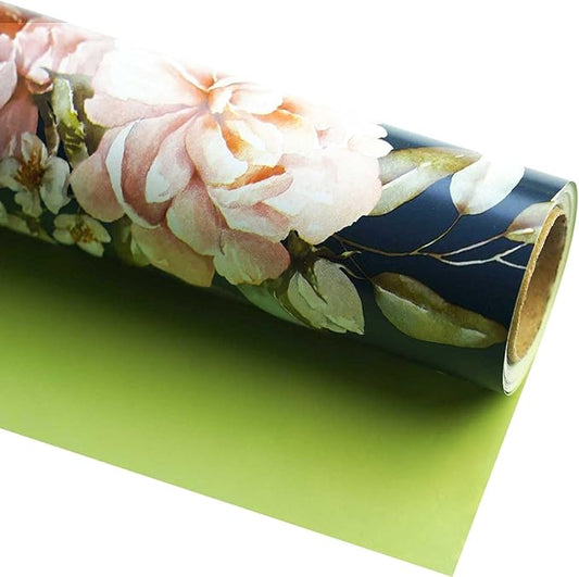 YXTII Floral Wrapping Paper -17 Inch x 33 Feet, Double-Sided Flower Gift Wrap Perfect for Wedding, Birthday, Bridal Shower, Halloween, Christmas
