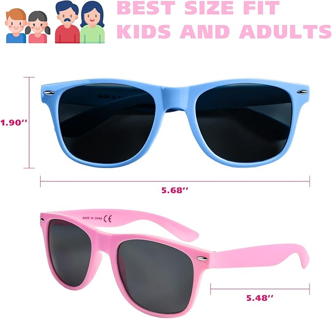 36 Pack 12 Color Neon Sunglasses Party Favors,80’s Retro Style Perfect Colorful Novelty Sun glasses Set for Birthday Party Supplies,Beach,Party Toys,Goody Bag Favors for Boys Girls Teens Adults