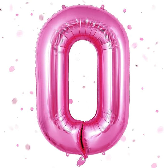 Pink Number Balloons, Large Hot pink Number 0 Balloon 40 Inch Pink 0 Balloon for Men Women Boys Girls Birthday Party Decoration