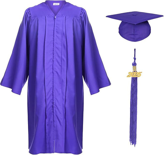 Unisex Adult Matte Graduation Cap and Gown Tassel Set