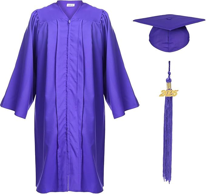 Unisex Adult Matte Graduation Cap and Gown Tassel Set