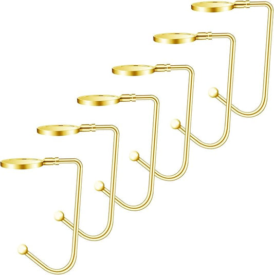 Christmas Stocking Holders Christmas Stockings Hooks Hanger Clip Non-Slip Safety Fireplace Hooks Mantel Hooks for Christmas Party Decoration (Gold, 6)