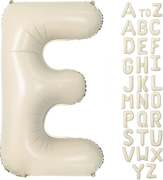 Cream Letter E Balloons,40 Inch Balloons Letter E Mylar Helium Large E Balloon for Birthday Party Anniversary Decorations