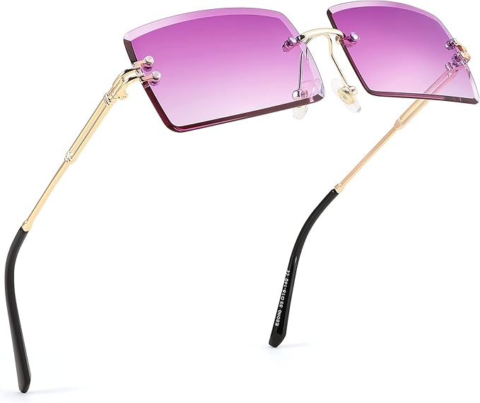 FEISEDY Vintage Rimless Sunglasses Rectangle Frameless Candy Color Glasses Women Men B2642