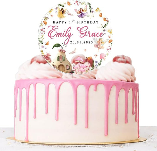 Personalized First Birthday Cake Topper, 1st Birth day Cake Decor For Baby Shower, One Cake Topper 1st Birthday Girl (1st birthday)
