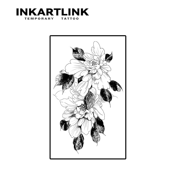 INKARTLINK Women's Semi-Permanent Floral Temporary Tattoos - Adult Art Design, Cruelty-Free, Waterproof, Non-Reflective (Art Flower)