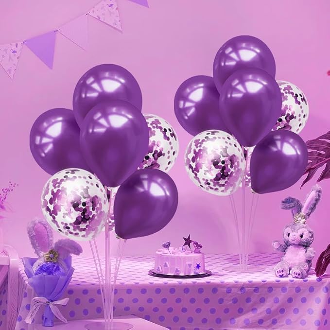 Purple Balloon Stand Centerpiece Table Decorations for Birthday Bridal Shower Wedding Engagement Mother's Day Graduation Halloween Party Decorations(Purple set4)