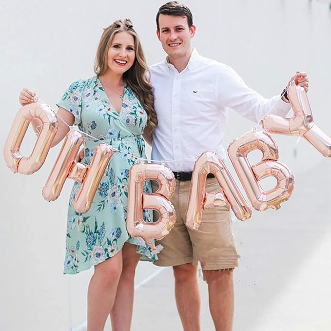 Letter Balloons 16 Inch Mylar Foil Alphabet Letter A-Z Balloons Set for Wedding Birthday Party Decoration Banner Custom Phrase 26 Pieces(Rose gold)