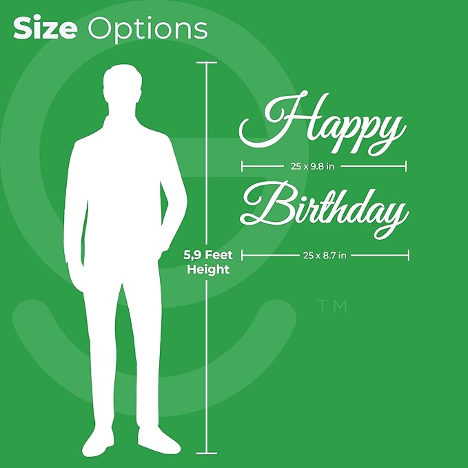 EGD Happy Birthday Backdrop Vinyl Decal | Wall Sticker for Party & Event Decorations | Birthday Celebration Lettering for Backdrops & Posters | One Size – 25" Wide | White Text (B. Happy Birthday)