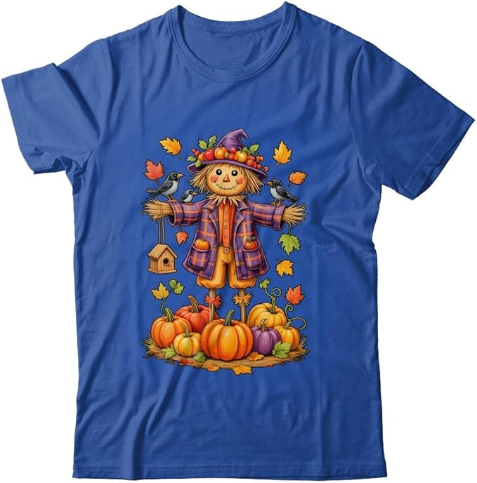 TeesPure Scarecrow Autumn Harvest Fall Season Pumpkin Thanksgiving Shirt Short Sleeve Tee