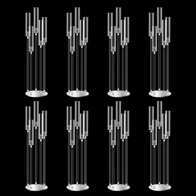 42.5inch 8pcs Acrylic Candelabra Centerpieces for Tables 5 Arms Wedding centerpieces for Decorations