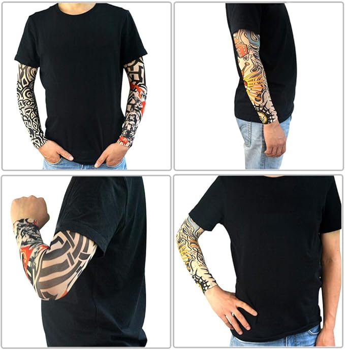 HOVEOX 20Pcs Temporary Tattoo Arm Sleeves Fake Tattoo Arm Sunscreen Sleeves
