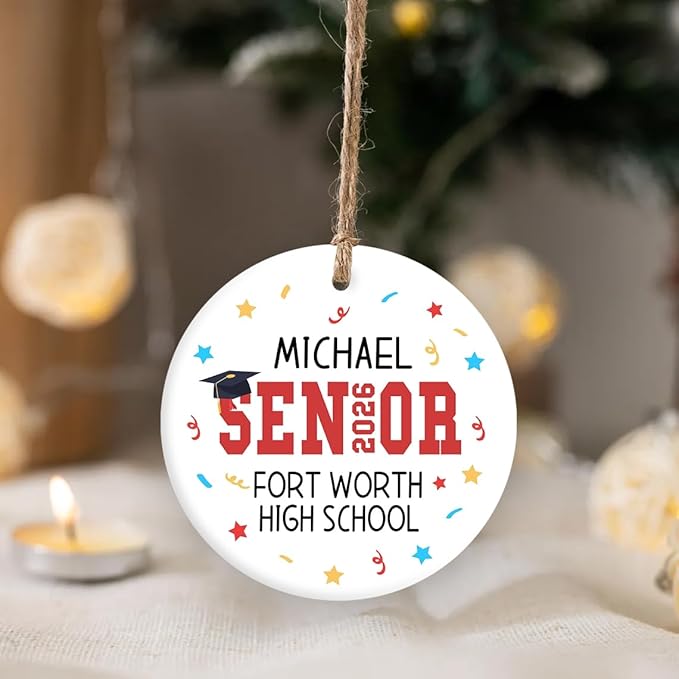 Personalized Senior Year Christmas Ornaments, Custom Class of 2026 Graduation Gifts for Senior Students, Class of 2026, Christmas Decorations, Custom Name Gift, Graduation Gifts for Him Her