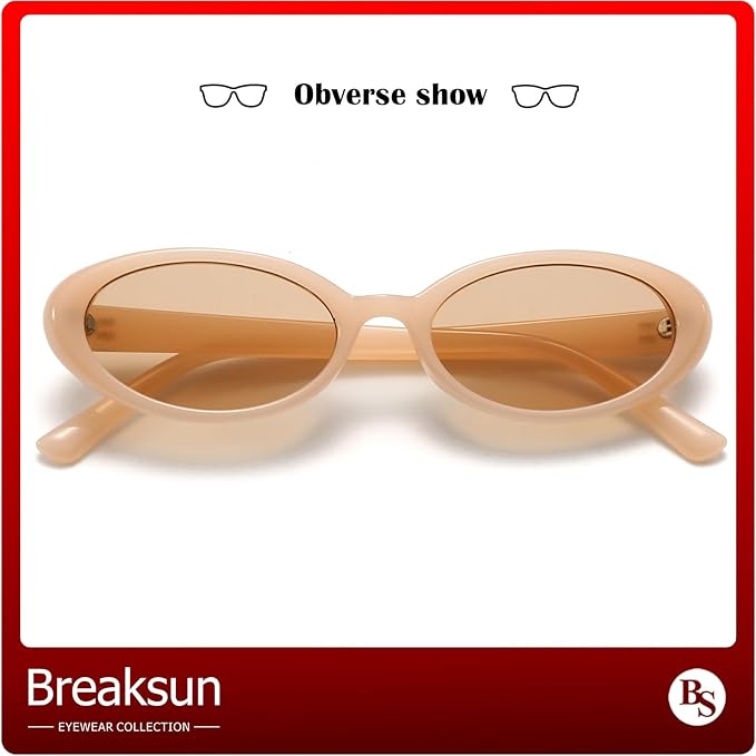 Retro Oval Sunglasses for Women Men Fashion Small Oval Sunglasses 90s Vintage Shades