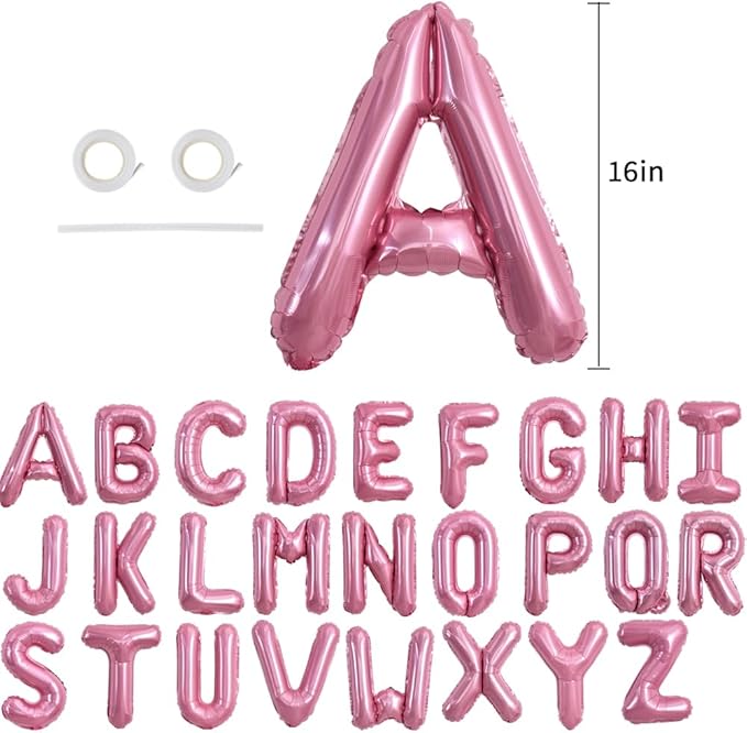 TONIFUL 52 Pieces 16 Inch Light Pink Letter A-Z Balloons,Custom Phrase Mylar Foil Alphabet Letter DIY Personalized Phrase Banner for Birthday Anniversary Celebration Graduation Party Supplies Decor