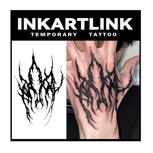 INKARTLINK Temporary Tattoos, 2 Sheets Large Semi Permanent Tattoo Adult Art Design Waterproof Temp Tattoo Party Favors Realistic Look, No Adhesive, No Reflection, Lasts 1-2 Weeks (Ink Devil 3)