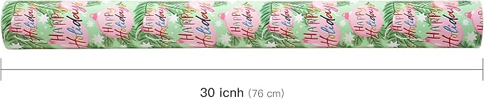 WRAPAHOLIC 30 Inch Jumbo Reversible Christmas Wrapping Paper - 30 Inch x 100 Feet Jumbo Roll Happy Holiday Lettering with Christmas Ball Design for Holiday, Party Celebration