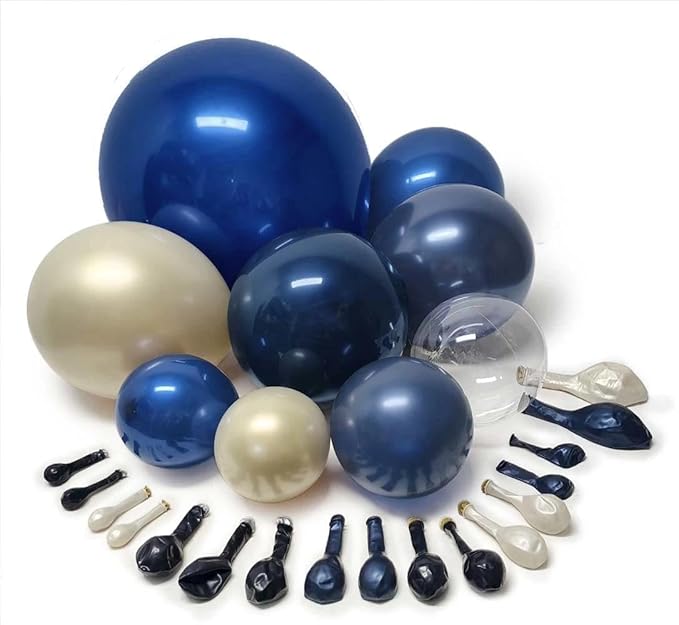 Royal Blue Gold Balloon Arch Double Stuffed Latex Bobo Pearl Gold Balloon Garland Navy Ruby Blue Balloons for Birthday Baby Shower New Year Wedding Prom Business Opening Party Decor