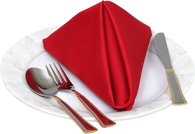 TARAN LIVING Cotton Solid Cloth Dinner Table Napkins Washable Perfect for Dining Table Easter Napkin Cloth Halloween Party Hotel Decor & DIY - Set of 4 18x18 Inch - Red