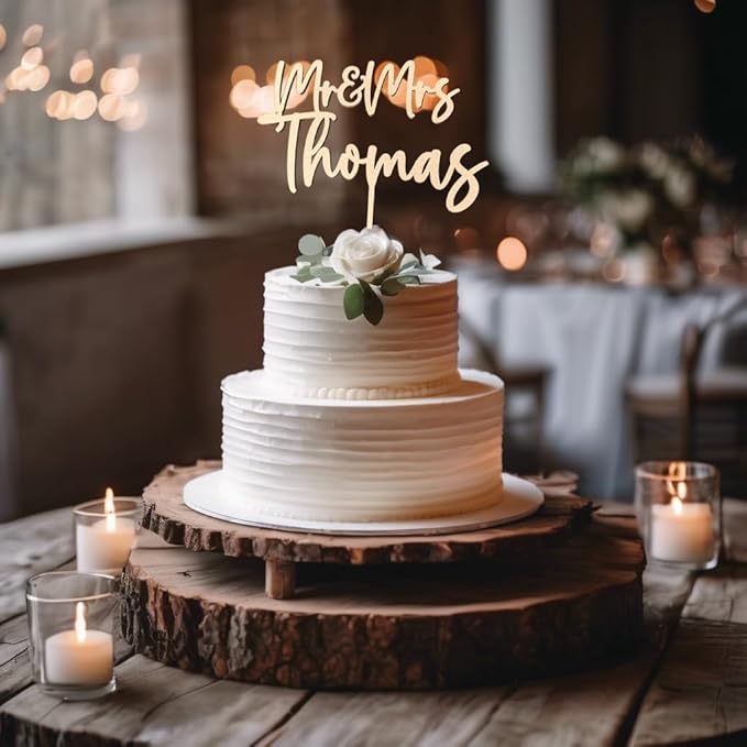 Personalized Wedding Cake Topper, Custom Name Bride and Groom Decoration, Traditional Wedding, Anniversary, Briday Shower Decor (Mr & Mrs)